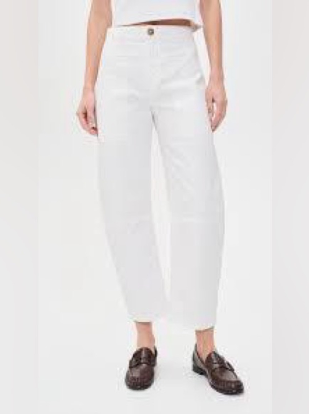 Dkny White Cropped Wide-Leg Jeans
